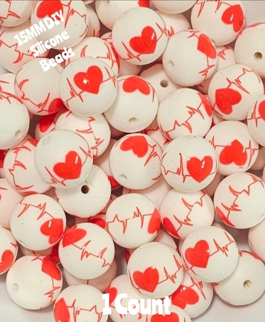 New 1 Count DIY Silicone Beads 15mm printed Medical Beads Beadable Accessories