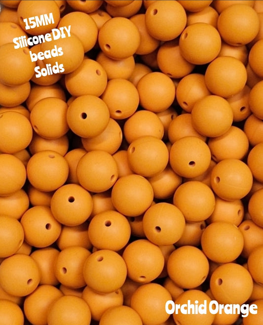 15mm DIY Silicone Solids 1 Count Orchid Orange