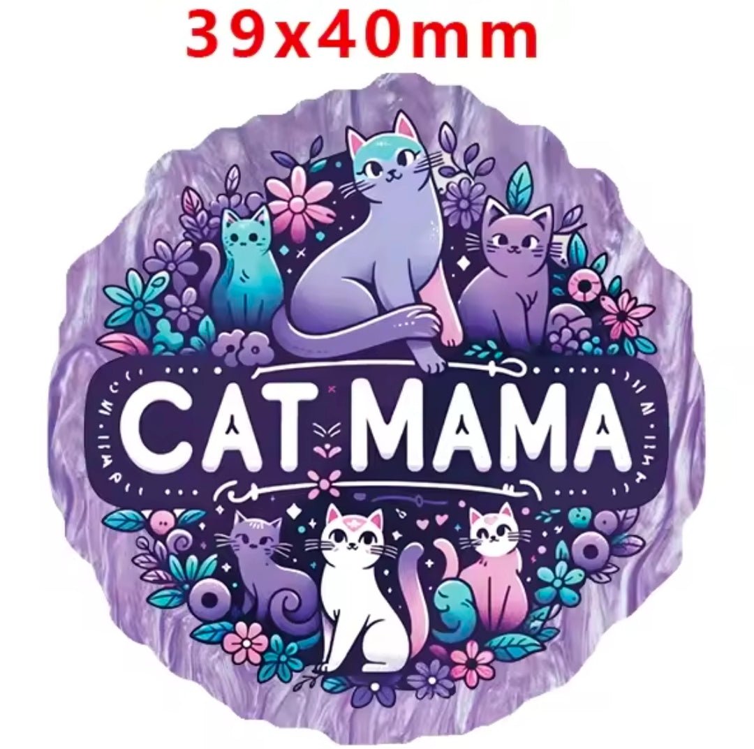 Glitter Acrylic Flatback- Acrylic Planer Resin Charm Cat Mama