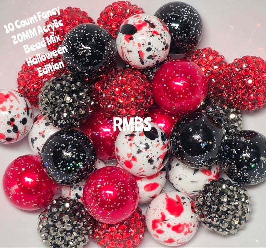 10 Count 20MM DIY Fancy Rhinestone Halloween Mix Acrylic Beads Craft Supplies