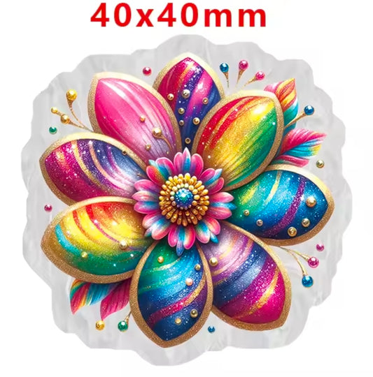 New 1 Count Glitter Acrylic Flatback Multiple Uses Acrylic Craft Supplies Flowers