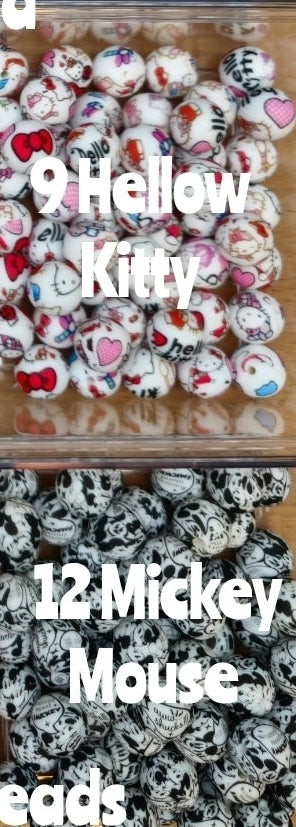 New 15mm cartoon sold in 5 count. Character silicone beads. Multiple themes to choose from