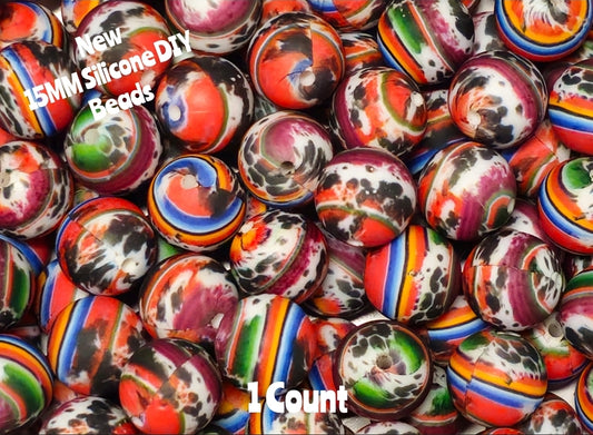 New 1 Count DIY Silicone Beads 15mm printed serpe cow beadable accessories