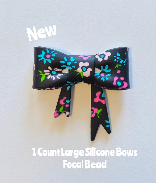New 1 Count Large Bows Focal Bead