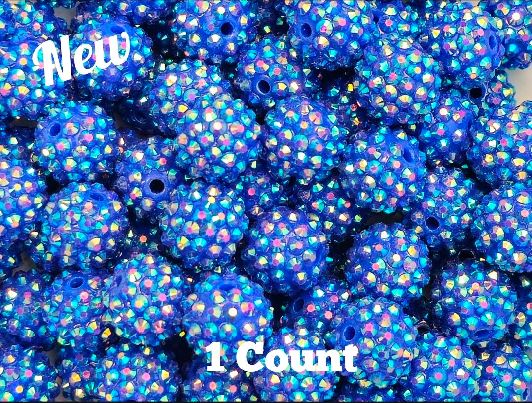 New Color 2 Size Options Acrylic Rhinestone Beads 1 Count UV Blue Shimmer