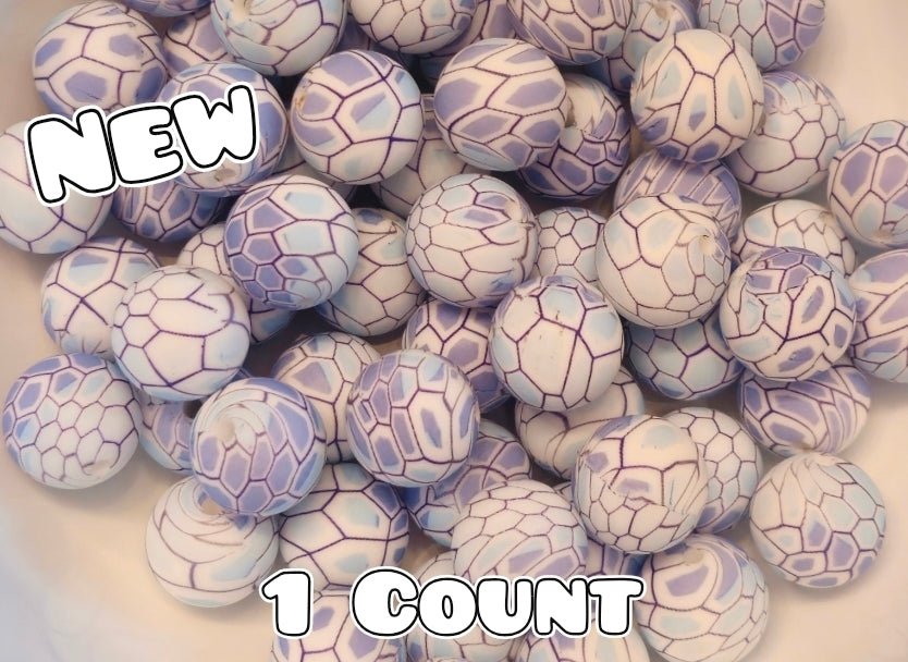 New 1 Count DIY Silicone Beads 15mm printed Multi Colored Snake Skin
