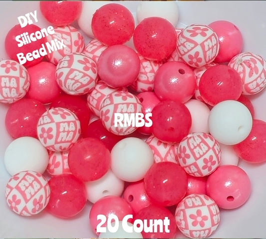 New Pink Mama Bead Mix DIY Beads 20 Count. Craft Supplies