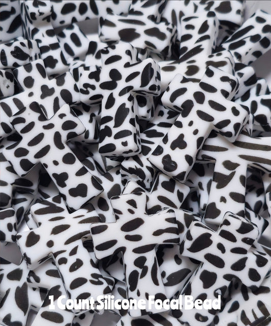 DIY Focal Bead 1 Count Craft Supplies Over Stock Cow Printed Cross