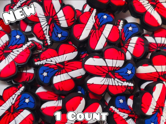 New 1 Count Focal Bead American Flower