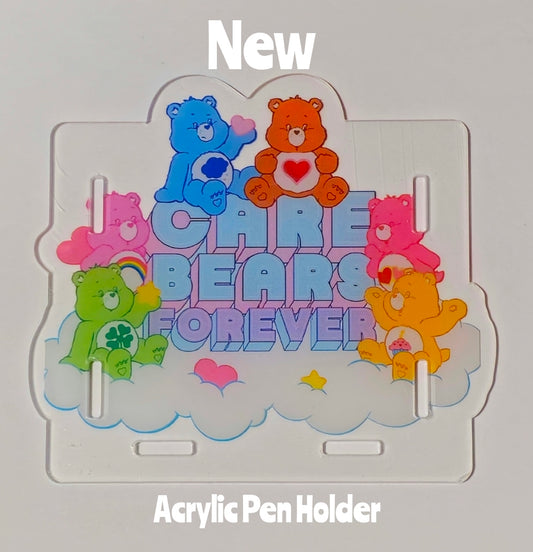 NEW Acrylic Pen Holder Box 1 Count Care Bears.  Read description for directions and special handling.