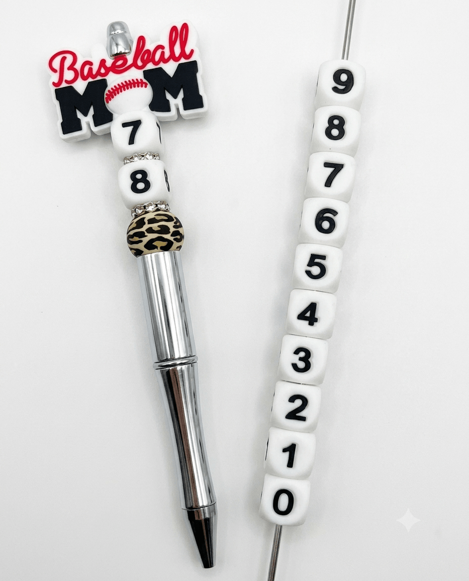 New 1 Count Vertical number beads 12mm silicone