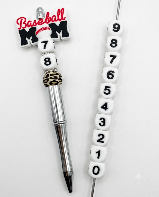New 1 Count Vertical number beads 12mm silicone