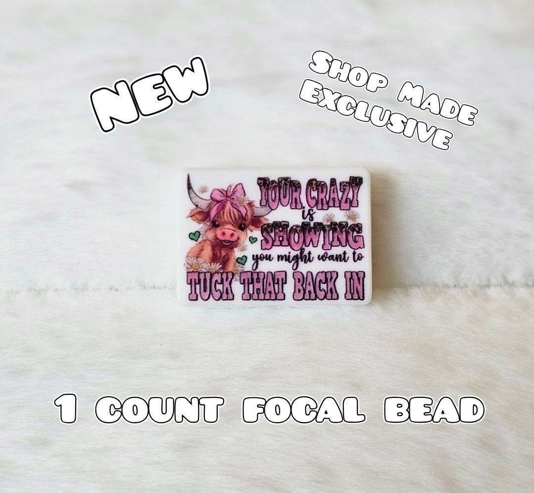 DIY Silicone Printed Focal Beads - 1 Count Bead Charms Craft Supplies Cow Your Crazy Showin