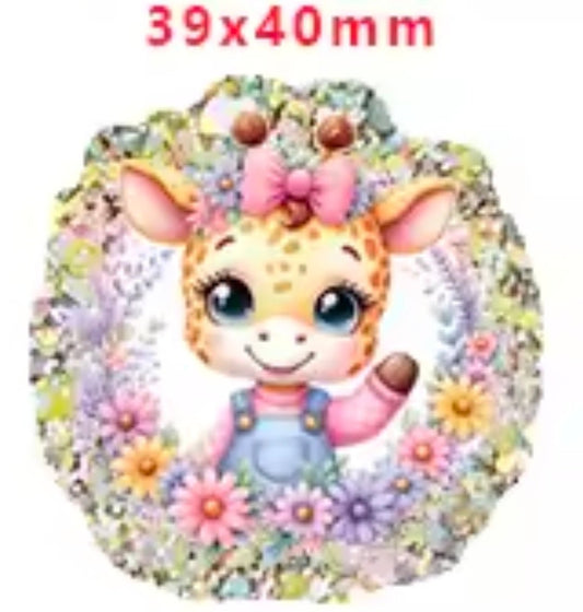 Glitter Acrylic Flatback- Acrylic Planer Resin Charm- Animal Giraffe