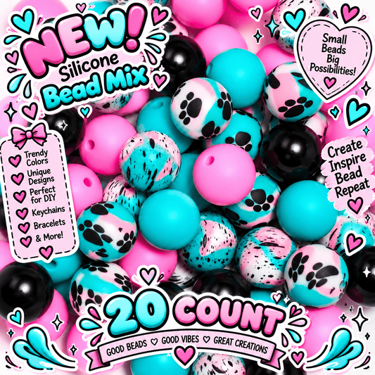 New 15mm  Cosmic Waves Floral SILICONE Bead Mix 20 count. DIY Bead Craft Supplies