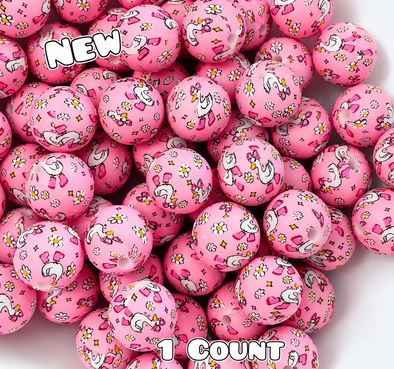 New 1 Count DIY Silicone Beads 15mm printed Silly Goose
