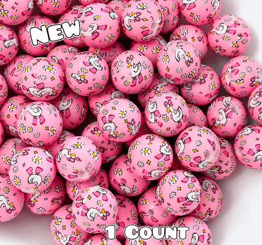 New 1 Count DIY Silicone Beads 15mm printed Silly Goose