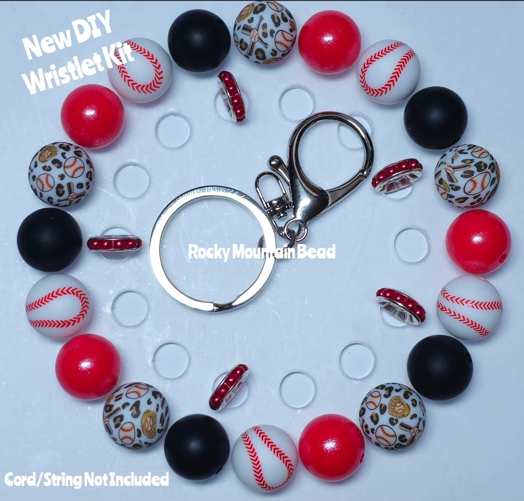 New 1 Count DIY Deluxe Beadable Wristlet Kit- Baseball Beads- Beadable Accessories
