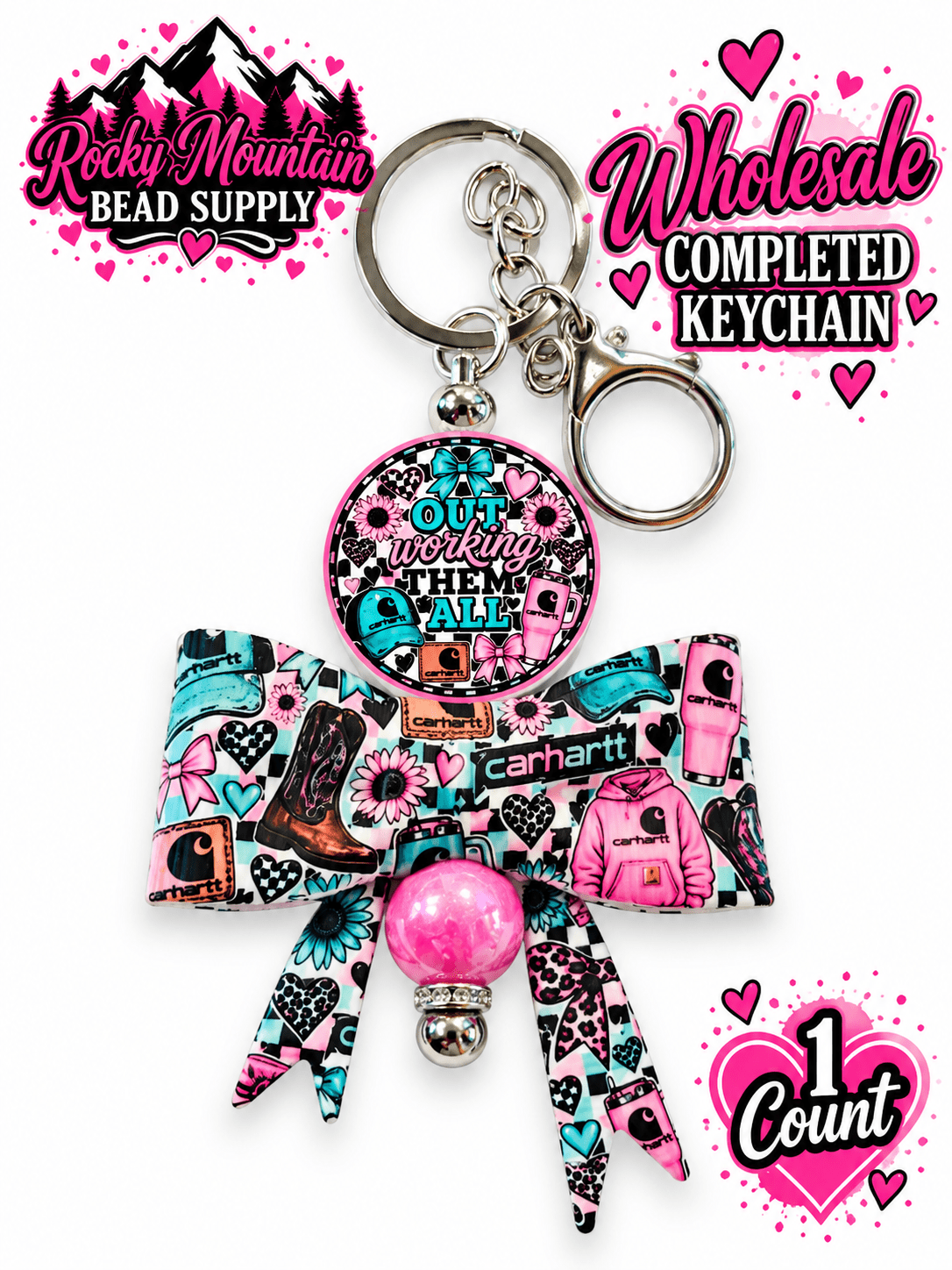 New 1 Count Completed Beadable KEYCHAIN Exclusive Design  Wholesale