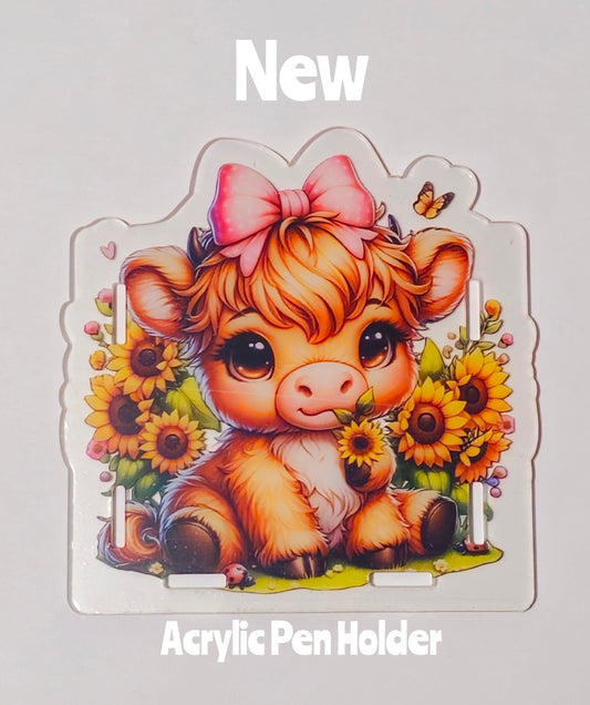 NEW Acrylic Pen Holder Box 1 Count Cow. Read description for directions and special handling.