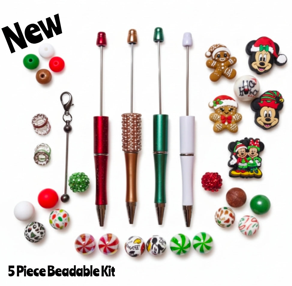 New December MONTHLY Kit Deal New 5 Piece Mickey Mouse Christmas Beadable DIY Bead Kit Craft Kit