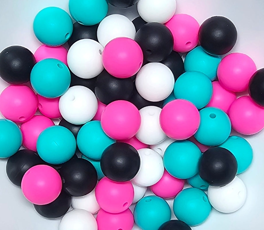 15mm DIY Silicone Beads Solids Mixed Colors Craft Supplies