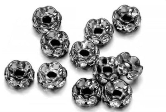 10MM wave spacer beads- GUN METAL BLACK- 50 count