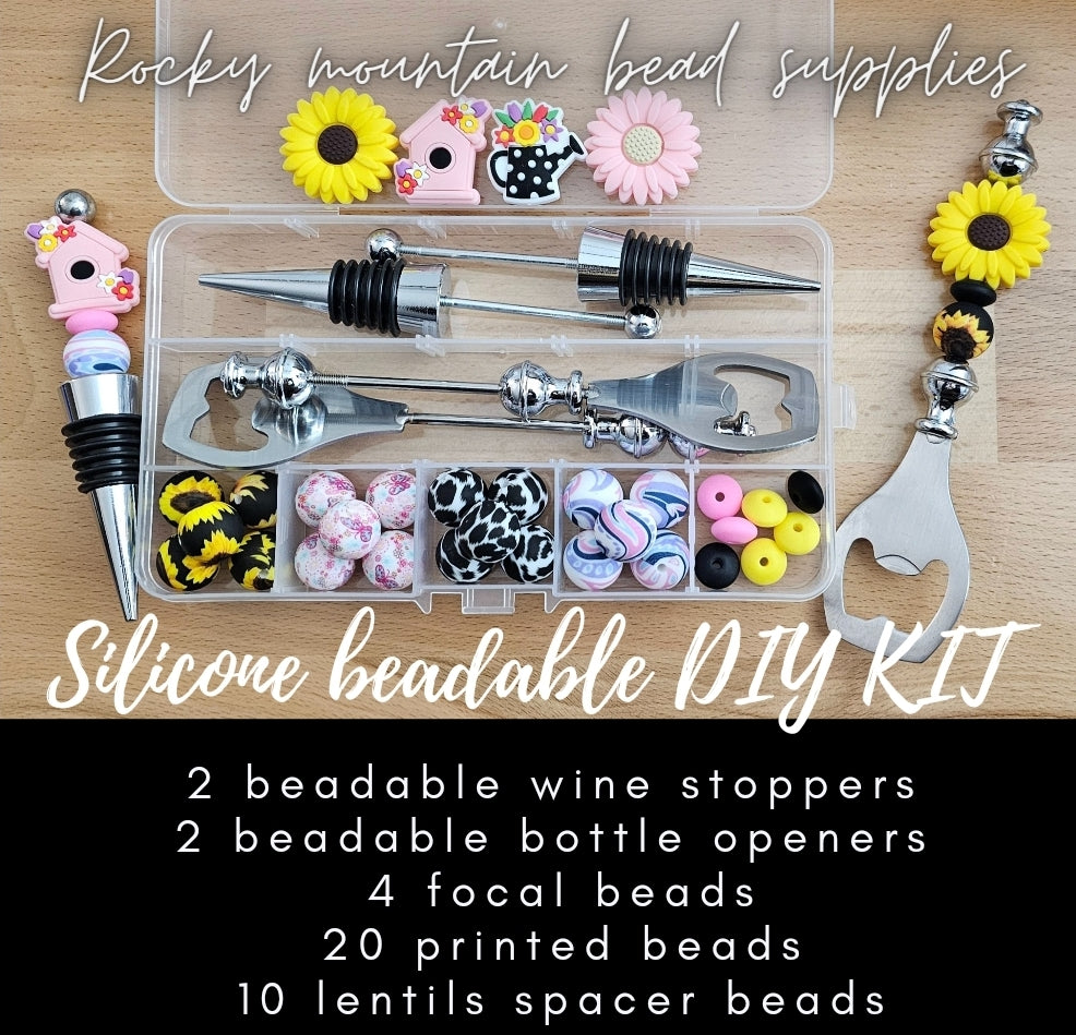 Beadable kit Wine stoppers- bottle openers kit