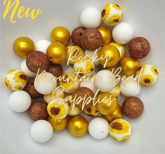 15mm Silicone Sunflower Gold Mix 25 Count DIY BEADS MIX